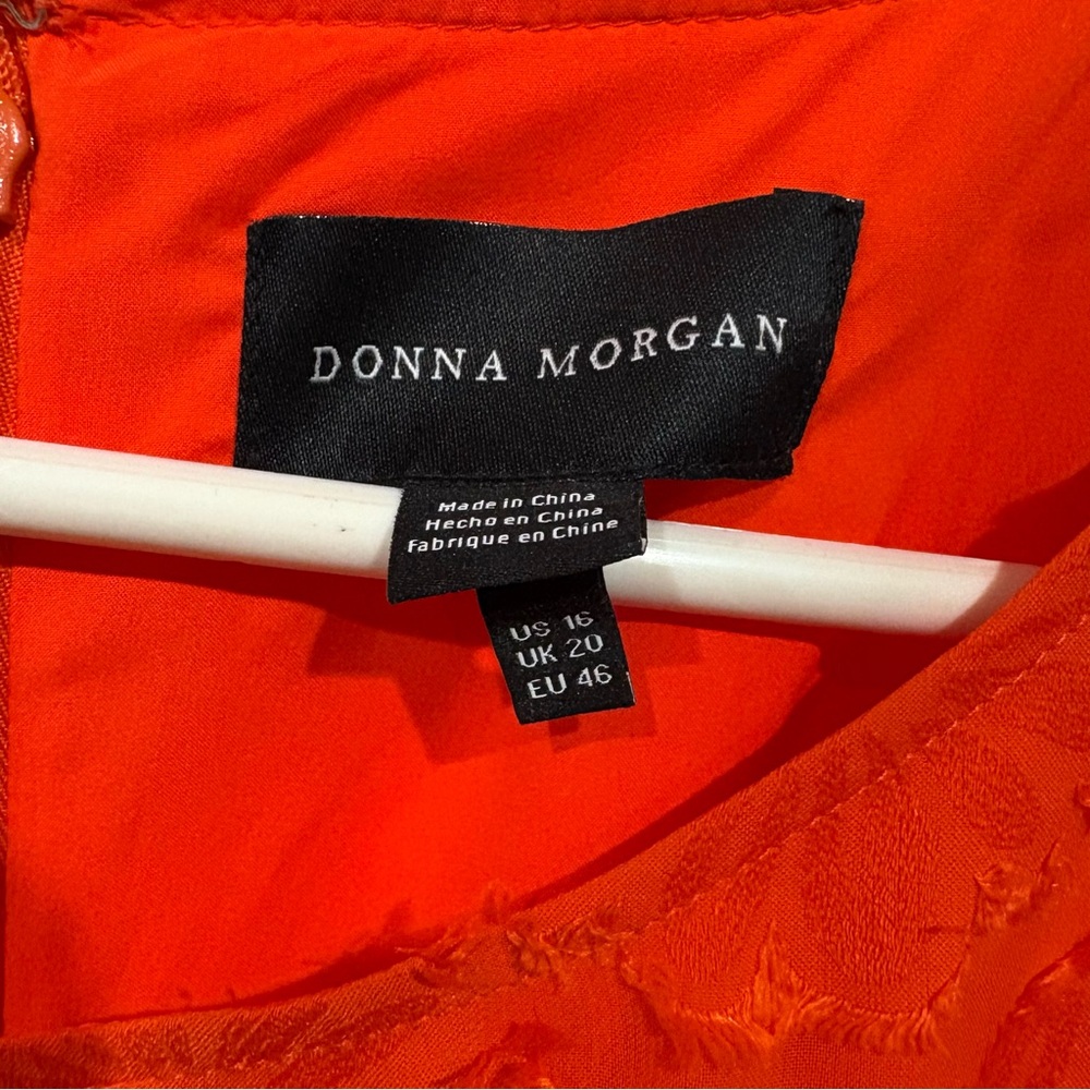 Donna Morgan Women's Boat Neck Kimono Sleeve Ruffle Hem Dress Size 16 - Picture 5 of 7